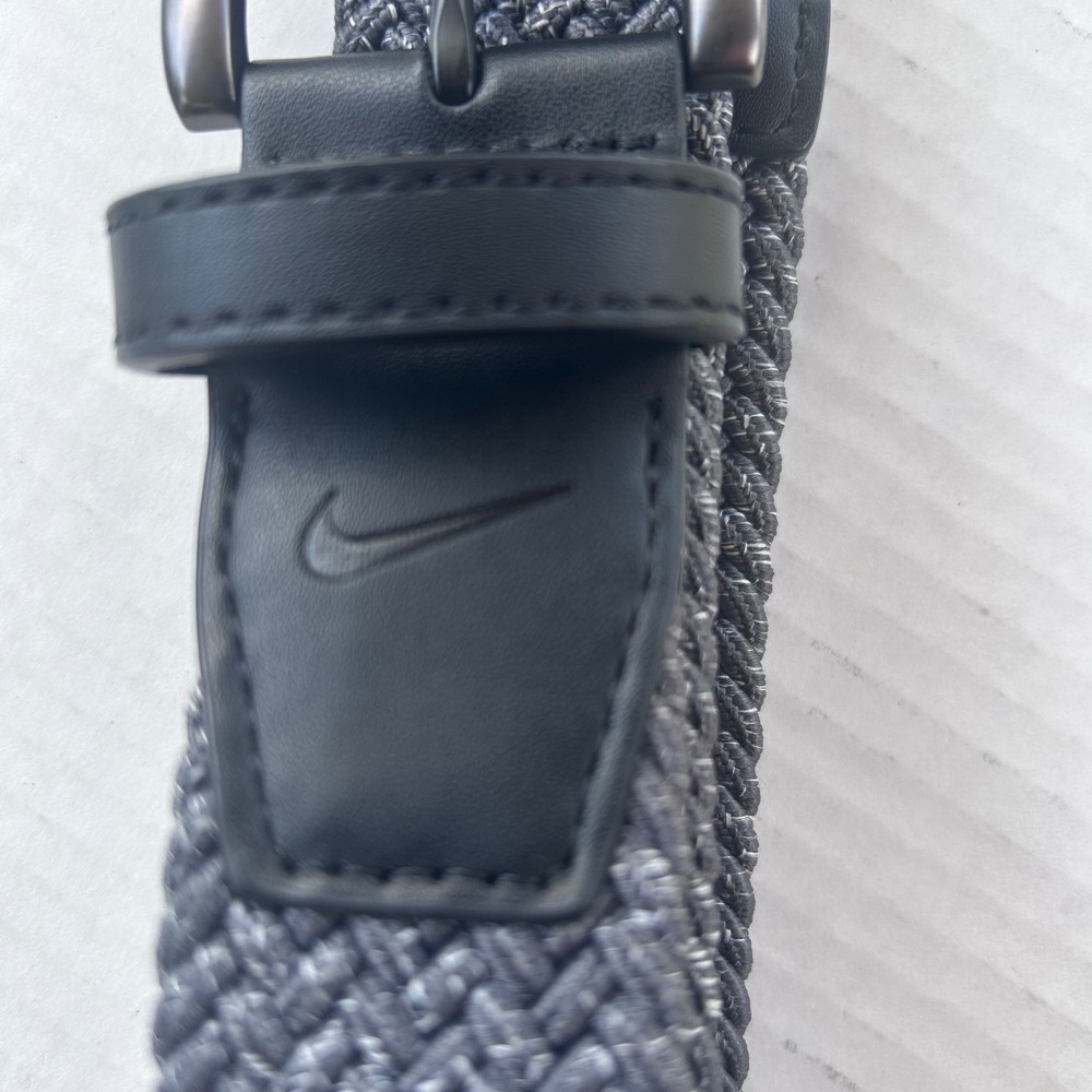 Nike Woven Stretch Belt Mens Large 38-40 Grey Black Braided  New Golf - Picture 3 of 6
